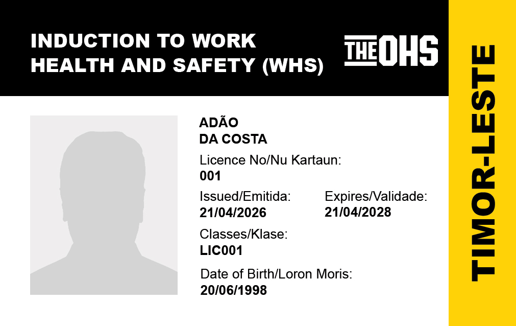 Induction to Work Health and Safety (WHS) — front